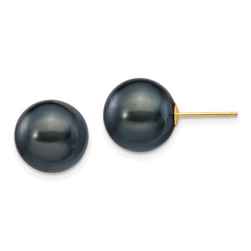 14k-10-11mm-black-round-freshwater-cultured-pearl-stud-post-earrings-SolomonJeweler-Wichita-KS-CustomJewelry
