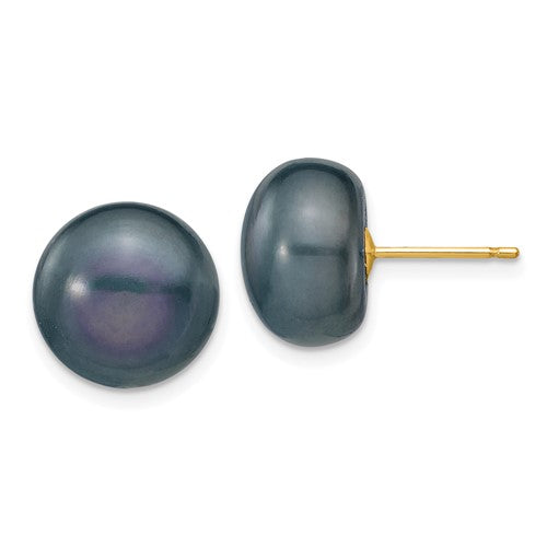 14k-11-12mm-black-button-fw-cultured-pearl-stud-post-earrings-SolomonJeweler-Wichita-KS-CustomJewelry