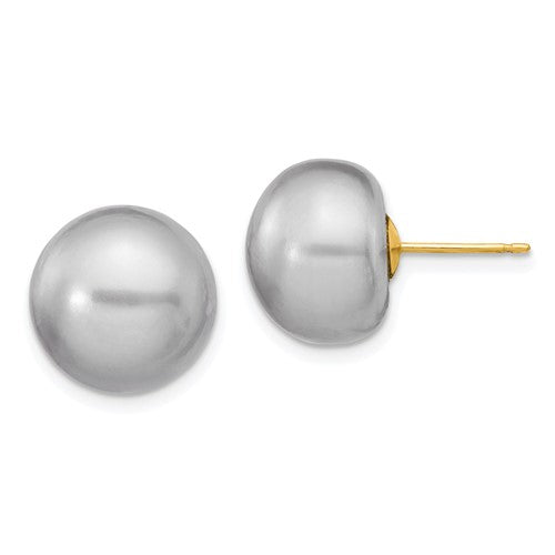 14k-12-13mm-grey-button-fw-cultured-pearl-stud-post-earrings-SolomonJeweler-Wichita-KS-CustomJewelry