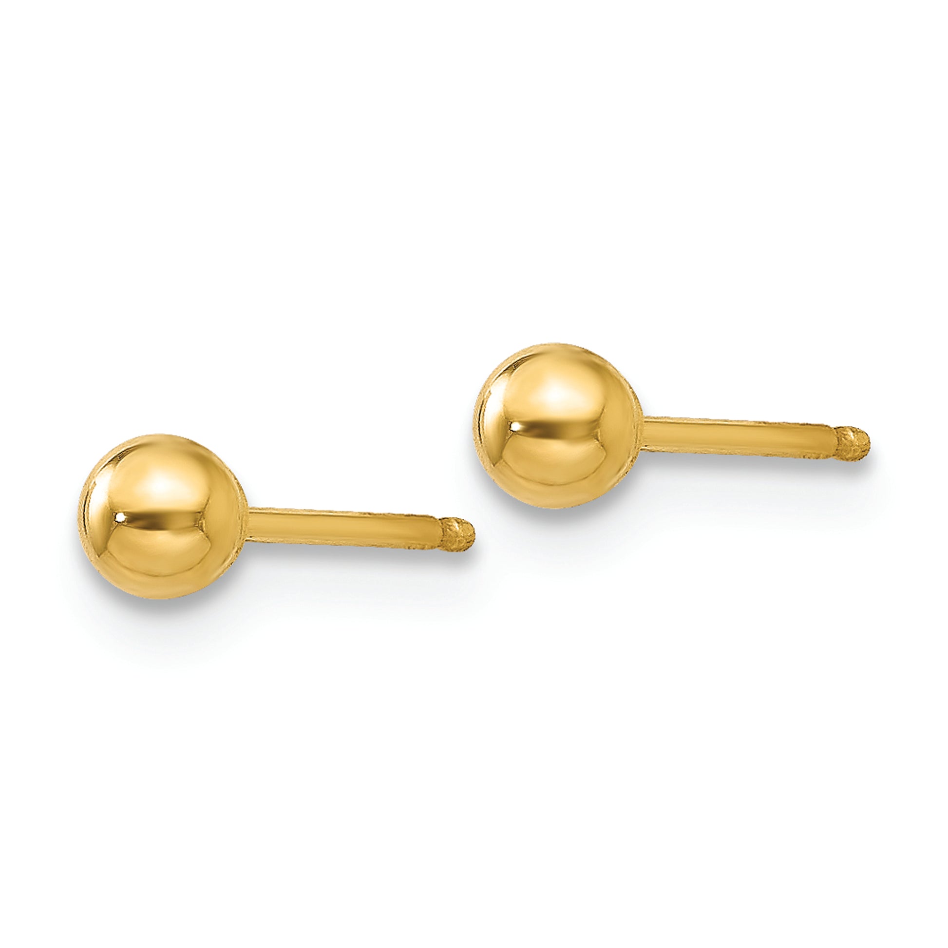 14k Polished 3mm Ball Post Earrings - Solomon Jewelers