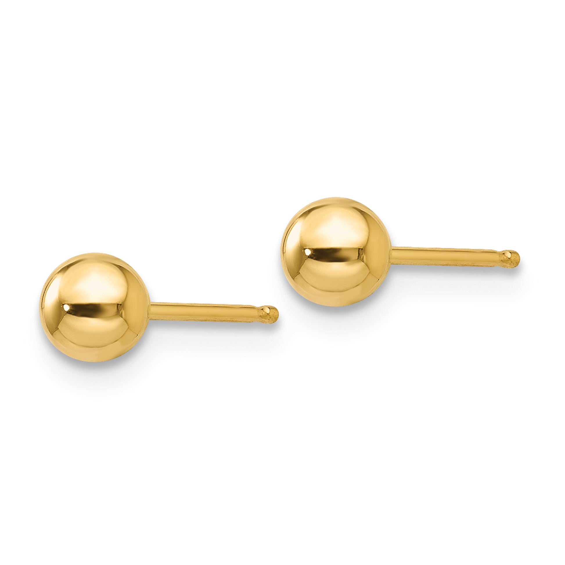 14k Polished 4mm Ball Post Earrings - Solomon Jewelers
