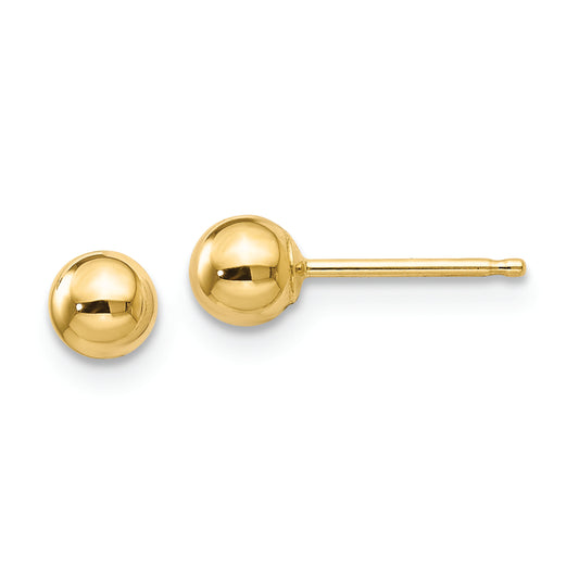 14k Polished 4mm Ball Post Earrings - Solomon Jewelers