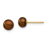 14k-5-6mm-brown-button-freshwater-cultured-pearl-stud-post-earrings-SolomonJeweler-Wichita-KS-CustomJewelry