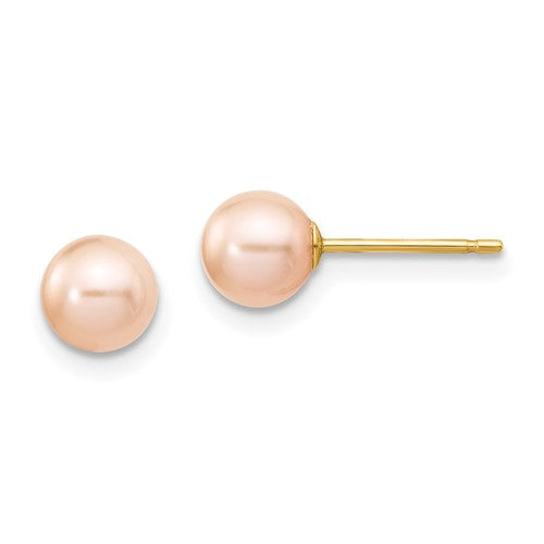 14k-5-6mm-pink-round-freshwater-cultured-pearl-stud-post-earrings-SolomonJeweler-Wichita-KS-CustomJewelry