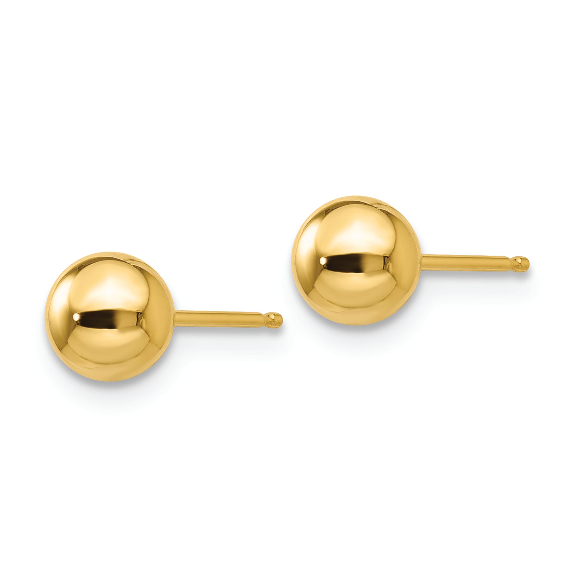 14k Polished 5mm Ball Post Earrings - Solomon Jewelers