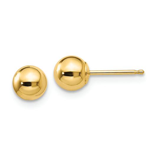 14k Polished 5mm Ball Post Earrings - Solomon Jewelers