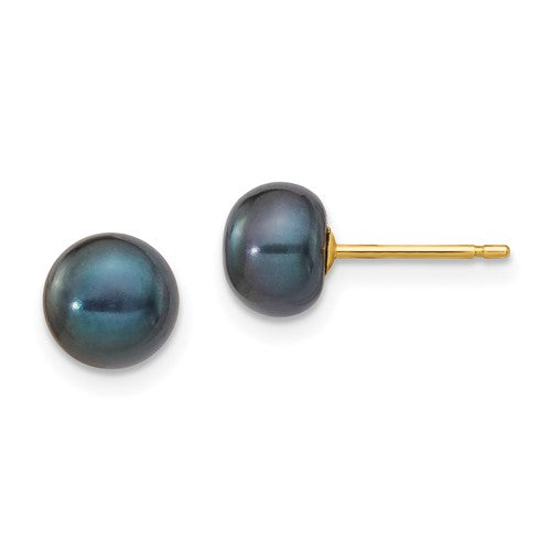 14k-6-7mm-black-button-fw-cultured-pearl-stud-post-earrings-SolomonJeweler-Wichita-KS-CustomJewelry