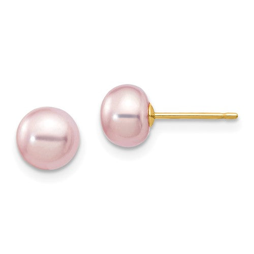 14k-6-7mm-purple-button-freshwater-cultured-pearl-stud-post-earrings-SolomonJeweler-Wichita-KS-CustomJewelry