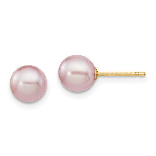 14k-6-7mm-purple-round-freshwater-cultured-pearl-stud-post-earrings-SolomonJeweler-Wichita-KS-CustomJewelry