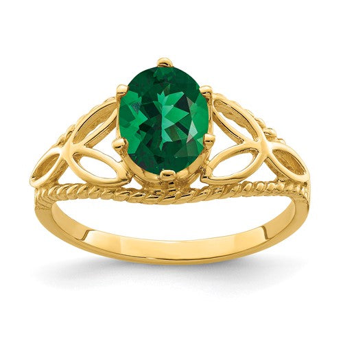 14k gold oval Mount St. Helens ring with 8x6mm gemstone, Solomon Jewelers jewelry ring, elegant and crafted for style.