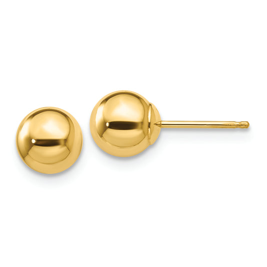 14k Polished 6mm Ball Post Earrings - Solomon Jewelers