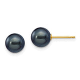 14k-7-8mm-black-round-freshwater-cultured-pearl-stud-post-earrings-SolomonJeweler-Wichita-KS-CustomJewelry