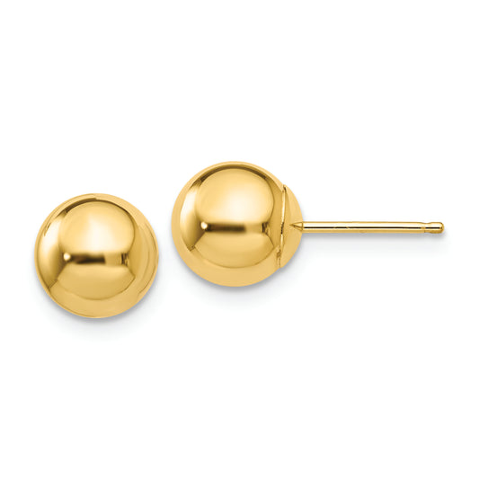 14k Polished 7mm Ball Post Earrings - Solomon Jewelers
