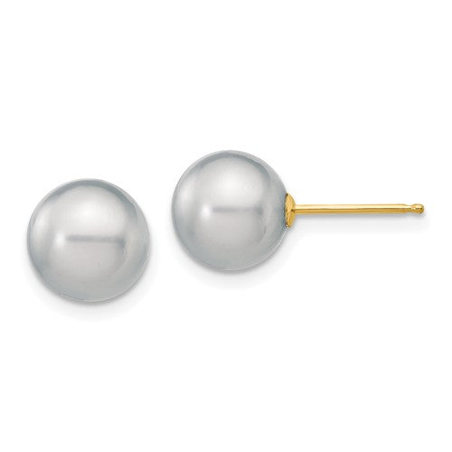 14k-8-9mm-grey-round-freshwater-cultured-pearl-stud-post-earrings-SolomonJeweler-Wichita-KS-CustomJewelry