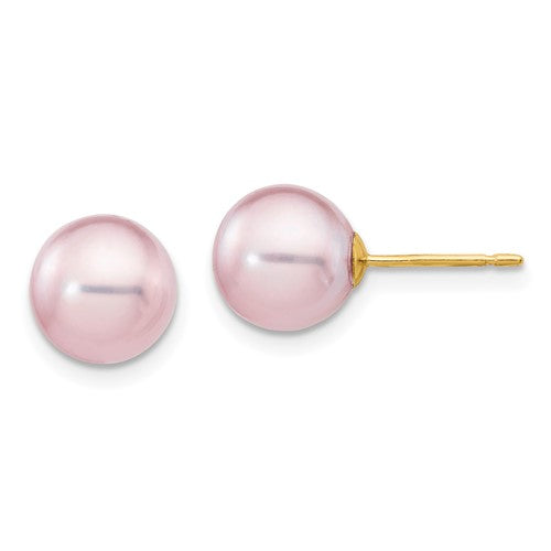 14k-8-9mm-purple-round-freshwater-cultured-pearl-stud-post-earrings-SolomonJeweler-Wichita-KS-CustomJewelry