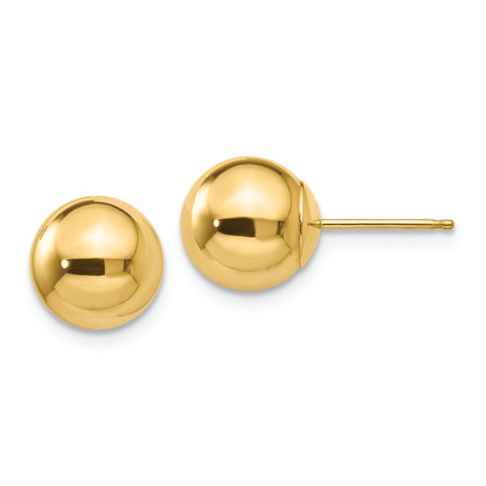 14k Polished 8mm Ball Post Earrings - Solomon Jewelers