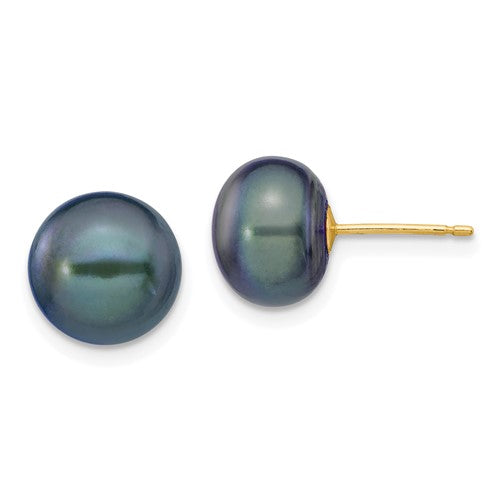 14k-9-10mm-black-button-fw-cultured-pearl-stud-post-earrings-SolomonJeweler-Wichita-KS-CustomJewelry
