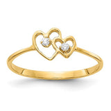 14k polished AA diamond heart ring from Solomon Jewelers, featuring a shiny gold band with a sparkling diamond heart centerpiece.