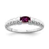14k white gold oval Rhodolite Garnet ring with 5x3mm gemstone, elegant jewelry piece from Solomon Jewelers.