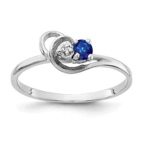 14k white gold sapphire and AA diamond ring, 3mm width, featuring elegant gemstone accents and a polished finish.