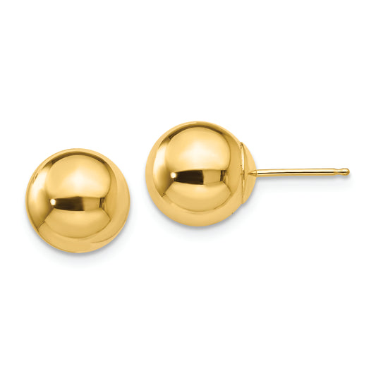 14k Polished 9mm Ball Post Earrings - Solomon Jewelers