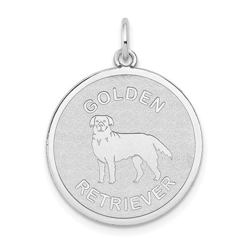 14k-white-gold-polished-engravable-golden-retriever-disc-charm-SolomonJeweler-Wichita-KS-CustomJewelry