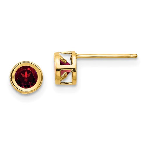 14k-4mm-bezel-january-garnet-post-earrings-SolomonJeweler-Wichita-KS-CustomJewelry