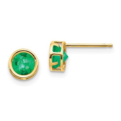 14k-5mm-bezel-emerald-stud-earrings-SolomonJeweler-Wichita-KS-CustomJewelry