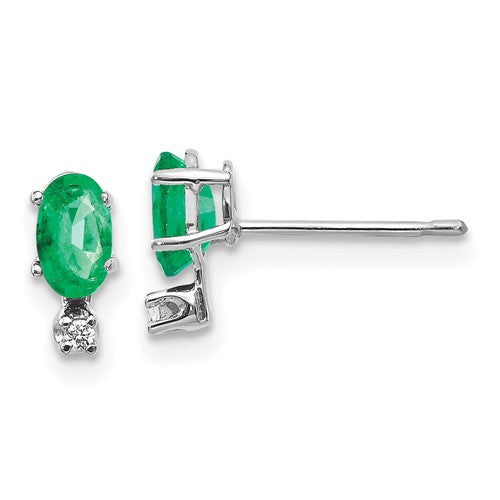 14k-white-gold-diamond-and-emerald-birthstone-earrings-SolomonJeweler-Wichita-KS-CustomJewelry