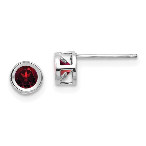 14k-white-gold-4mm-bezel-january-garnet-post-earrings-SolomonJeweler-Wichita-KS-CustomJewelry