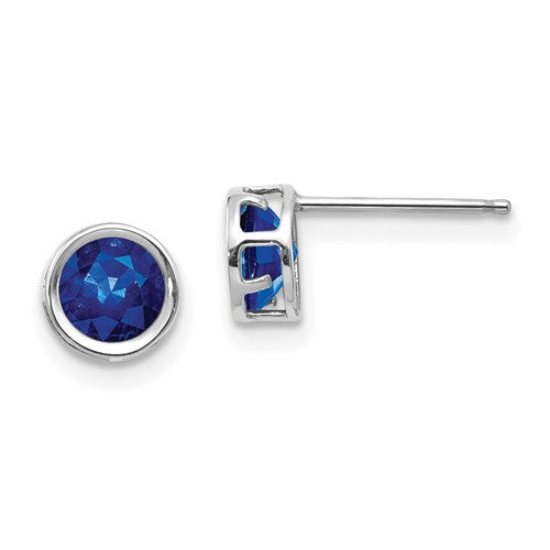 14k-white-gold-5mm-bezel-sapphire-stud-earrings-SolomonJeweler-Wichita-KS-CustomJewelry