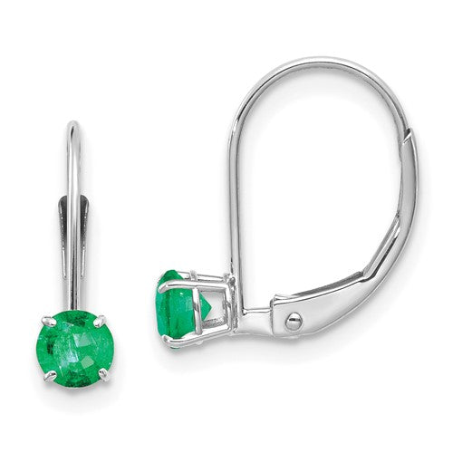 14k-white-gold-4mm-round-may-emerald-leverback-earrings-SolomonJeweler-Wichita-KS-CustomJewelry