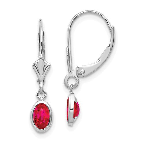 14k-white-gold-6x4-oval-bezel-july-ruby-leverback-earrings-SolomonJeweler-Wichita-KS-CustomJewelry