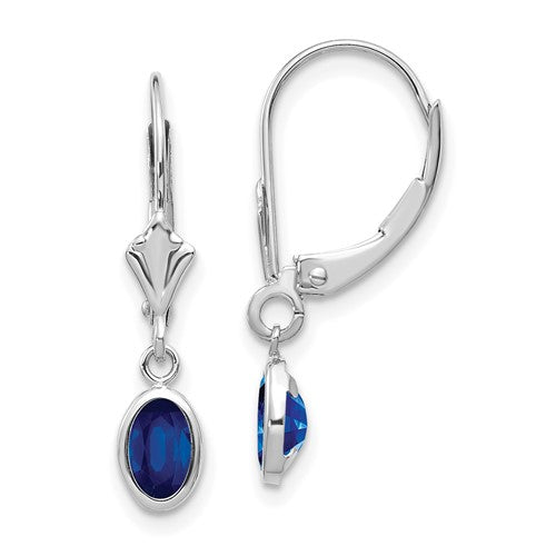 14k-white-gold-6x4-oval-bezel-september-sapphire-leverback-earrings-SolomonJeweler-Wichita-KS-CustomJewelry
