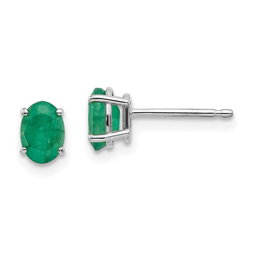 14k-white-gold-6x4mm-emerald-earrings-SolomonJeweler-Wichita-KS-CustomJewelry