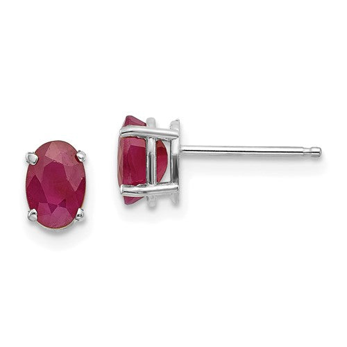 14k-white-gold-6x4-oval-july-ruby-post-earrings-SolomonJeweler-Wichita-KS-CustomJewelry