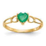 14k gold emerald birthstone ring with a central green gemstone, elegant jewelry piece from Solomon Jewelers