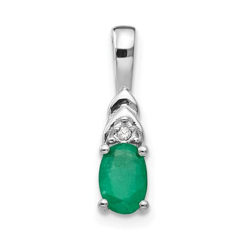 14k-white-gold-emerald-and-diamond-pendant-SolomonJeweler-Wichita-KS-CustomJewelry