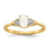 14k gold opal and diamond ring featuring a vibrant opal centerpiece and sparkling diamonds, crafted by Solomon Jewelers
