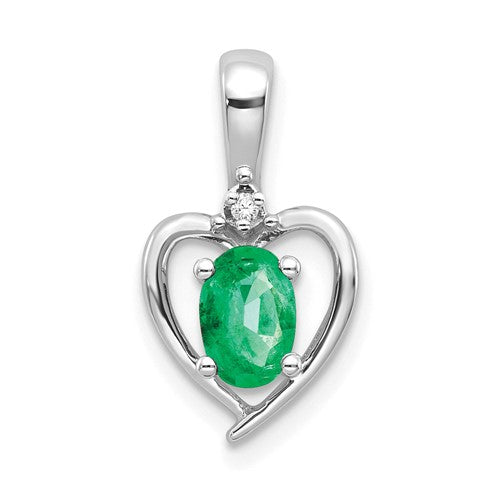 14k-white-gold-emerald-and-diamond-heart-pendant-SolomonJeweler-Wichita-KS-CustomJewelry