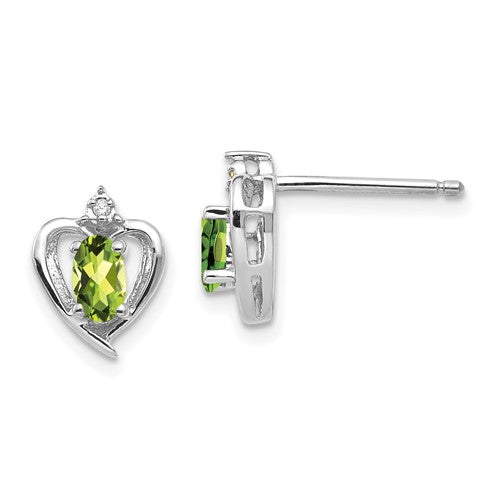 14k-white-gold-peridot-and-diamond-heart-post-earrings-SolomonJeweler-Wichita-KS-CustomJewelry