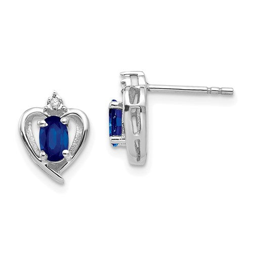 14k-white-gold-sapphire-and-diamond-heart-post-earrings-SolomonJeweler-Wichita-KS-CustomJewelry