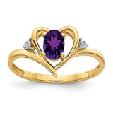 14k gold amethyst and diamond heart ring featuring a purple gemstone and sparkling accents, elegant jewelry from Solomon Jewelers