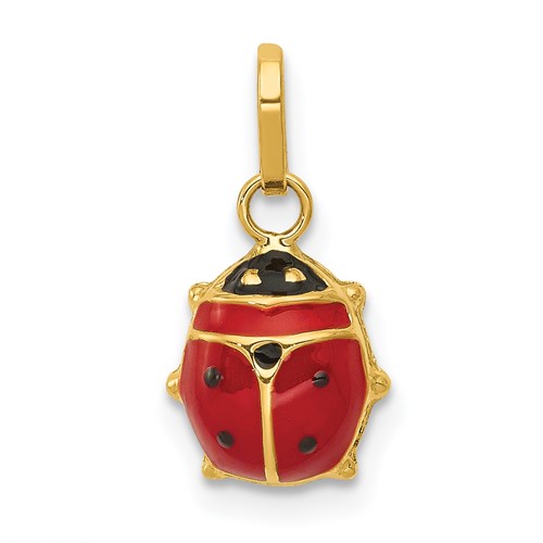 14k enameled ladybug charm pendant in gold, featuring colorful enamel details, from Solomon Jewelers.