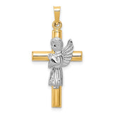 14k-two-tone-angel-and-cross-pendant-SolomonJeweler-Wichita-KS-CustomJewelry