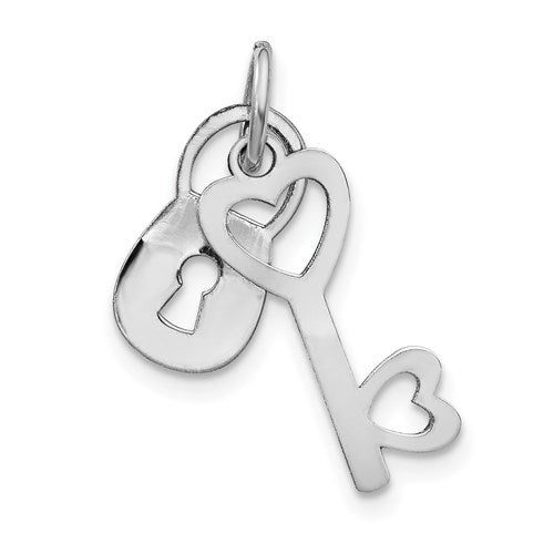 14k-white-gold-polished-moveable-lock-and-heart-key-charm-SolomonJeweler-Wichita-KS-CustomJewelry