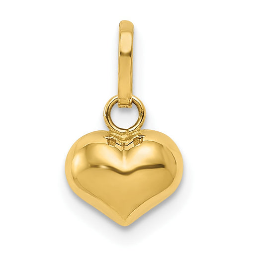 14K Polished 3-D Puffed Heart Charm - Solomon Jewelers
