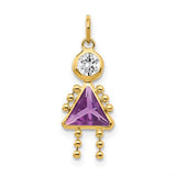 14k gold February girl birthstone charm pendant showcasing a sparkling gemstone and intricate design by Solomon Jewelers.