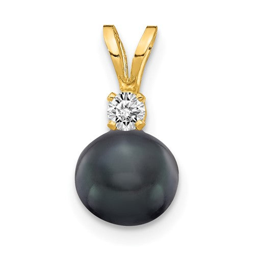 14k-6mm-black-fw-cultured-pearl-aa-diamond-pendant-SolomonJeweler-Wichita-KS-CustomJewelry