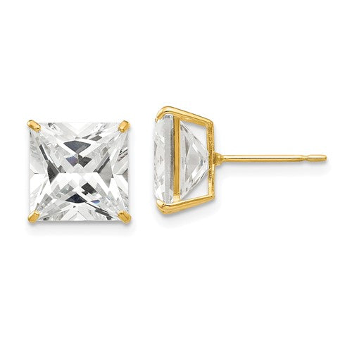 14k-9mm-square-cz-post-earrings-SolomonJeweler-Wichita-KS-CustomJewelry
